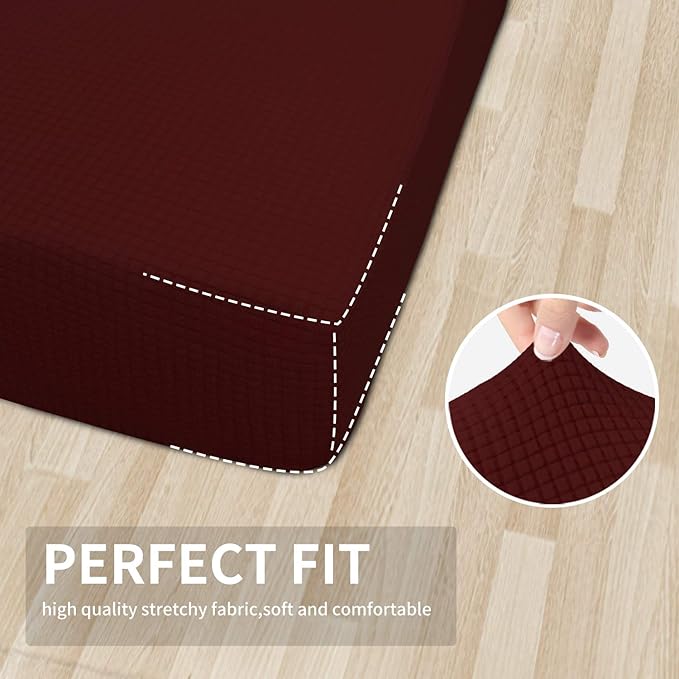 Easy-Going Stretch Chair Cushion Cover Sofa Cushion Furniture Protector Sofa Seat Sofa Slipcover Sofa Cover Soft Flexibility with Elastic Bottom(Chair Cushion, Wine)