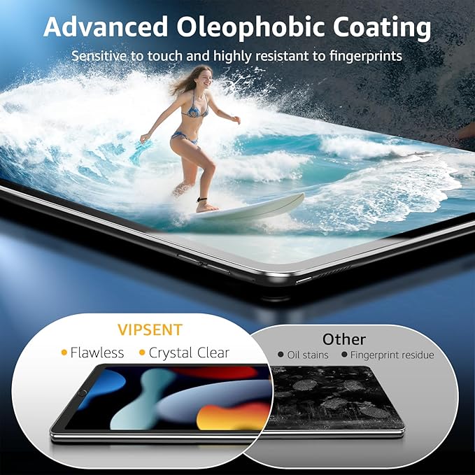 2-Pack Glass Screen Protector for iPad 10.2-in.(9th 8th 7th Gen) Military Shatterproof, 9H+ Hardness, Auto-Alignment Frame, Anti-Fingerprint, HD Clear, Scratch Resistant