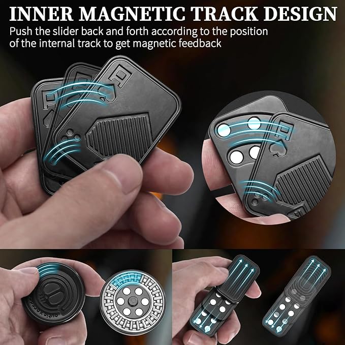 Metal Fidget Slider Gift Pack, EDC Fidget Toy for Adults, Home Office Executive Desk Toy Stress Relief Toy, Ideal Gifts for ADHD, ADD & Autism (Black)