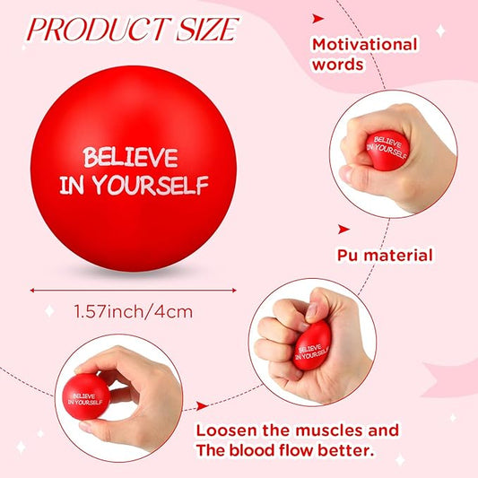 Shappy 72 Pcs Inspirational Stress Relief Balls Motivational Stress Ball Encouraging PU Bulk Stress Balls for Adults Small Therapy Fidget Relief Toys for Valentines Gifts Fidget Anxiety(Red)