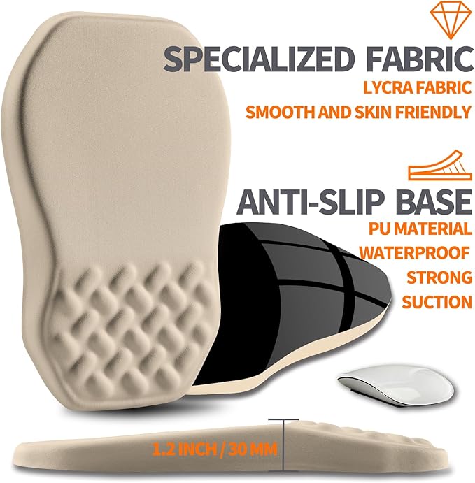 Ergonomic Slope Mouse Pad Wrist Support, Wrist Rest Mousepad for Carpal Tunnel Pain Relief with Massage Bulge and Slow Rebound Memory Foam (12x8 inch, Apricot)