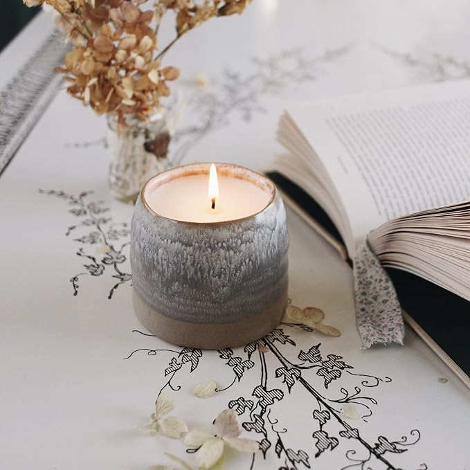 The Growing Candle, Lemongrass Scented, 10oz Ceramic Pot, Single Wick Aromatherapy Candles, 100% Soy for Women and Men, Greta