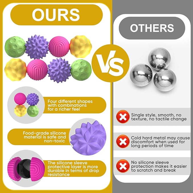 4 Pieces Fidget Toys Adults Magnetic Fidget Balls Silicone Magnetic Fidgets Anxiety Relief Items for Anxiety ADHD Portable Desk Toys for Office Travel Home Party Gift Class Prizes(Colorful, 4)