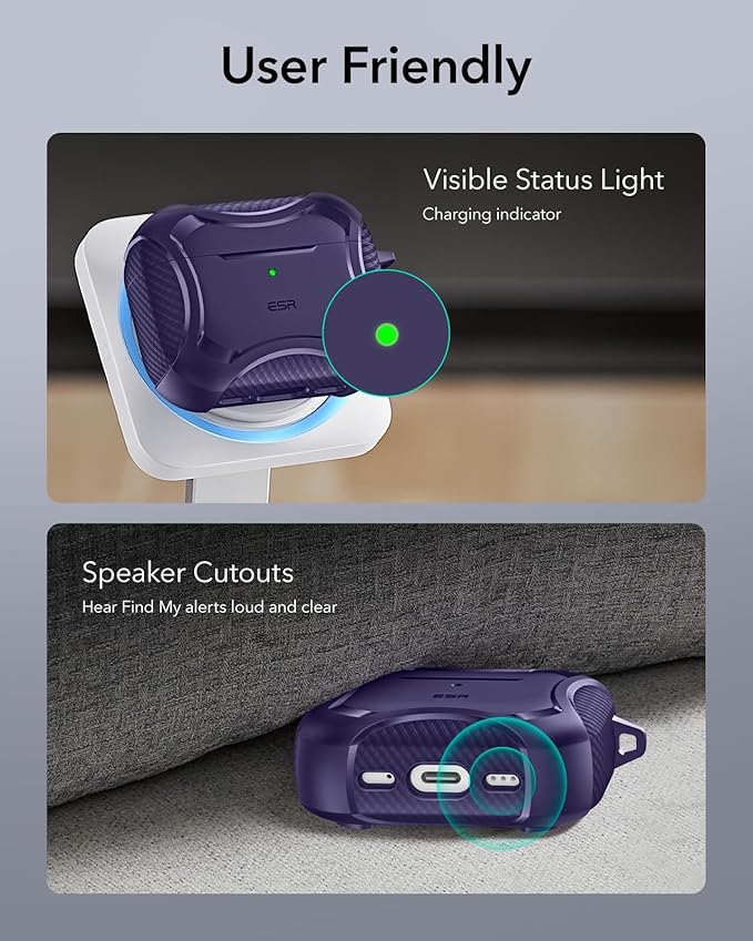 ESR for AirPods Pro 3 Case (2025), Compatible with Airpods Pro 3rd Generation Case (USB-C Cable), Magnetic Lid, MagSafe Ready, Powerful Drop Protection, Cyber Series, Purple