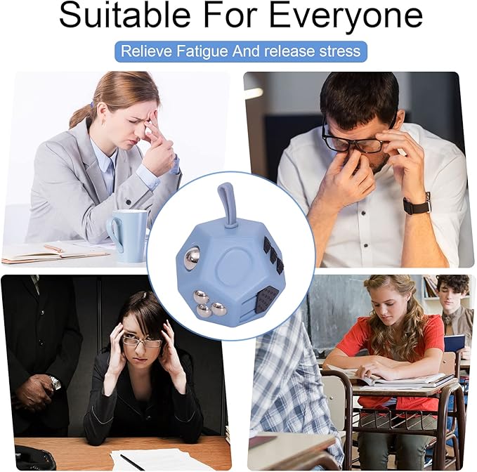 Small Fidget Toys,12 Sided Fidget Toys,Mini Cube Toys Relief Stress,Autism and Anxiety Depression Anti for Kids Adults Improve Focus (Grey)