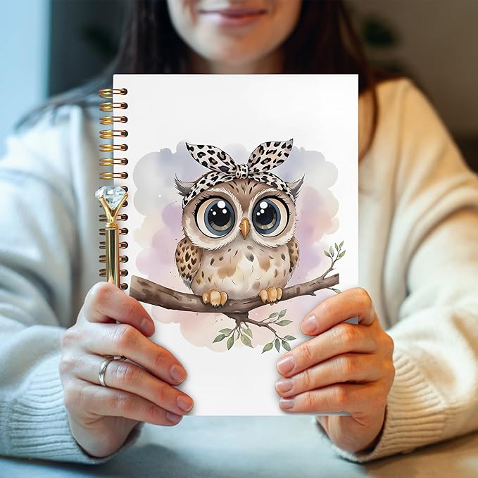 Owl Gifts Spiral Notebook 5.5x8.3, Owl Themed Gifts for Lovers Women Journal Notebooks for Note Taking, Cute Journal for Women