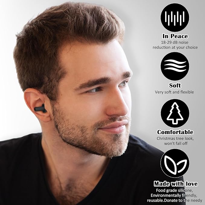 TrelaCo 100 Pairs Ear Plugs Bulk, NRR 29dB Reusable Silicone Ear Plugs with Plastic Cases Soft Foam for Sleeping Noise Cancelling for Concerts Shooting Swimming Noise Reduction(Black)