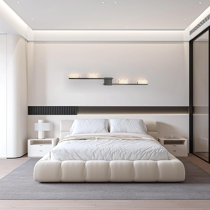 Qcyuui Modern Wall Sconces 47.2inch Dimmable LED Wall Lights 3000K Acrylic Wall Lighting Indoor Long Linear Wall Lamps for Living Room Bedroom Hallway, Black,36W