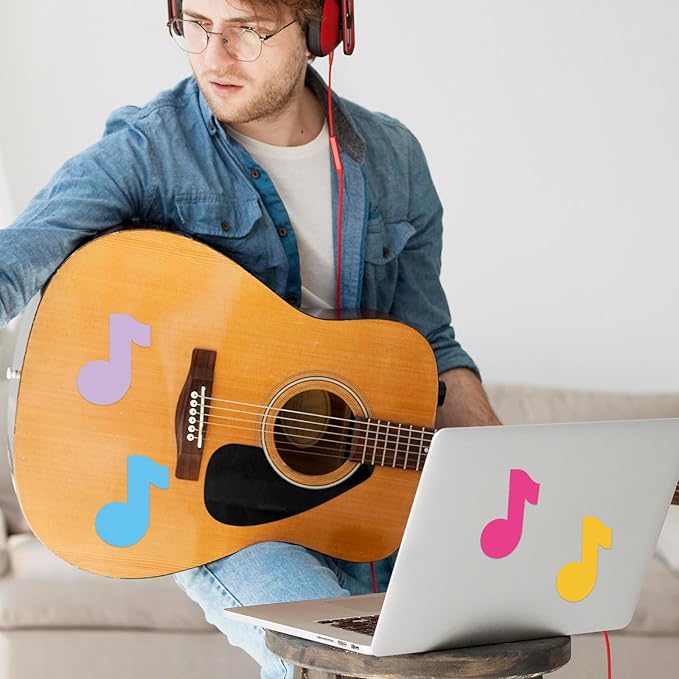 24 Pack Music Notes Sticky Notes 6 Colors 3 x 3 Inch Sticky Notepads Colorful Sticky Memo Pads for School Classroom Office Party Decor Supplies, 480 Sheets