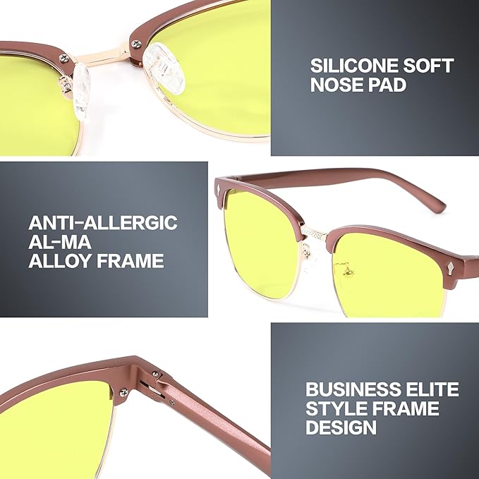 BIRCEN Blue Light Blocking Glasses: Al-Mg Metal Bluelight Computer Clear Glasses for Men Women Anti Eyestrain Office Home
