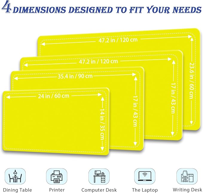 Non-Slip Desk Pad, 24" x 14" Large Mouse Pad, PU Leather Desk Mat with Suede, Laptop Desk Pad, Waterproof Keyboard Pad, Desk Blotter for Office/Home/Decor (Lemon Yellow)