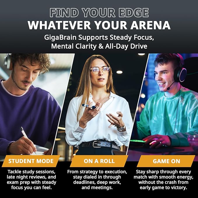 Granite Nutrition GigaBrain Nootropic Energy Powder – Cereboost, Alpha-GPC & ElevATP – Cognitive Focus Supplement for Sustained Energy & Performance – White Peach, 30 Servings