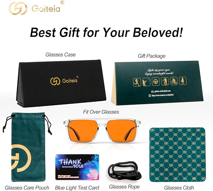 Goiteia Orange Blue Light Blocking Glasses-Retro 70s Blue Light Glasses for Men Women, Easier Sleep and Migraine Relief