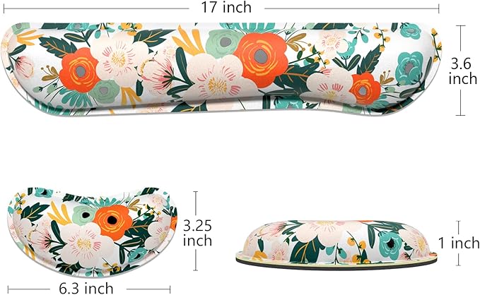 Dapesuom Enlarge Keyboard Wrist Rest, Memory Foam Wrist Cushion for Desk Mats Support, Cute Flower Pain Relief Keyboard Mouse Pad Rests Set with Non-Slip Base for Gaming Laptop Office Computer, Pink
