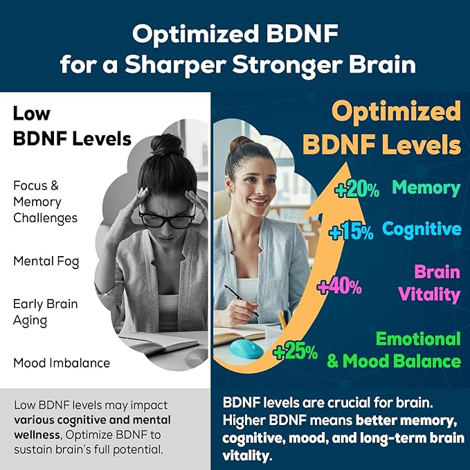 Nootropic Brain Supplement for Memory and Focus – BDNF Optimizer – Cognitive, Mental Clarity & Mood – High Absorption – Organic Lion's Mane, L-Theanine, Ginkgo Biloba & Alpha GPC–60 Tablets (2 Bottle)
