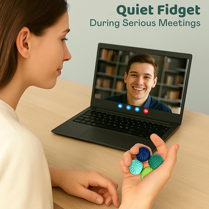 Magnetic Sensory Fidget Balls – 4PC Medium Weighted Textured Silicone Stress Relief Toys for Adults & Teens with ADHD, Autism, Anxiety – Quiet Magnet Fidgets for Desk, Travel, Office & Gifts