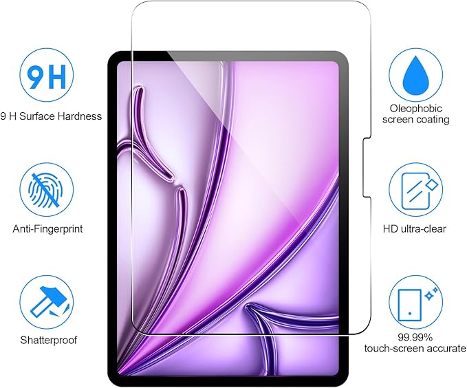SIBEITU 2 Pack Screen Protector for iPad Air 13 Inch M3 2025 & M2 2024 (7th/6th Generation), HD Scratch Resistent Film for iPad Air 7th/6th Gen, Case Friendly & Apple Pencil Compatible Touch Sensitive