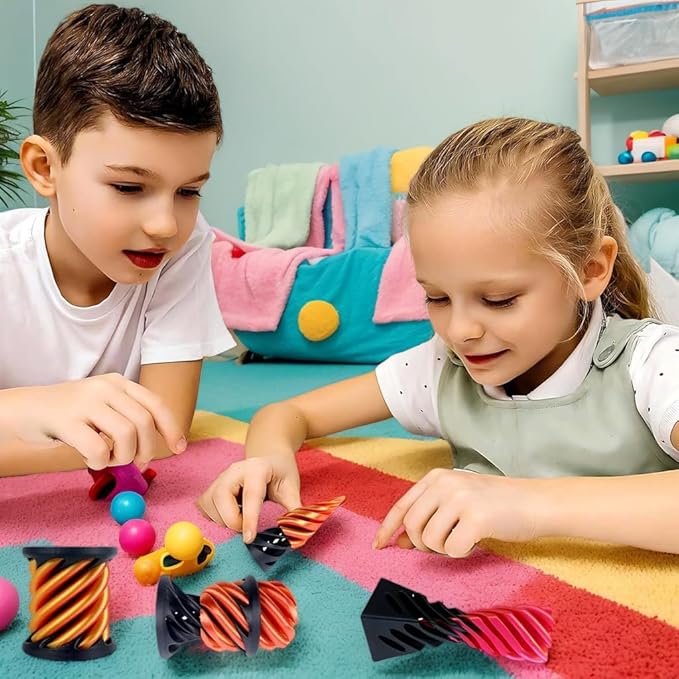 3D Printed Impossible Cone,Spiral Cone Fidget Toy Impossible Pyramid Passthrough Toy,3D Printed Spiral Cone Fidget Toy (Green Black&Blue White)