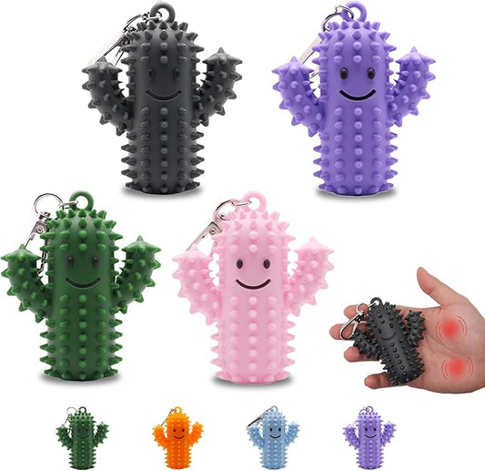 Little Ouchies Pain Fidget，Silicone Cactus Stim Tools for Adults, Sensory Pain Stim Fidget Toy , Spiky Grippy Stim Keychain, Anxiety Relief Items Fidget Toys Gift (Darkgrey+Pink+Green+Purple)