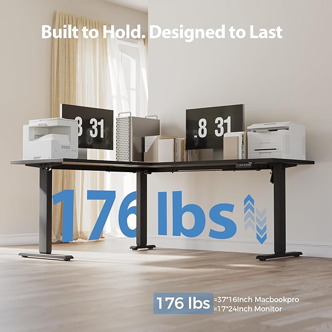 Agilestic 63 x 55 Inch L Shaped Standing Desk Adjustable Height, Corner Standing Desk, Sit Stand Up Computer Table, Splice Board, Black