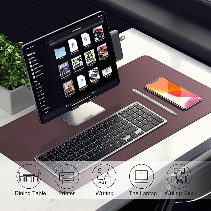 Leather Desk Pad Protector, Desk Mat, Large Mouse Pad, Non-Slip Desk Blotter, Office Laptop Desk Pad, PU Leather Desk Writing Pad for Office and Home (Dark Purple, 31.5" x 15.7")