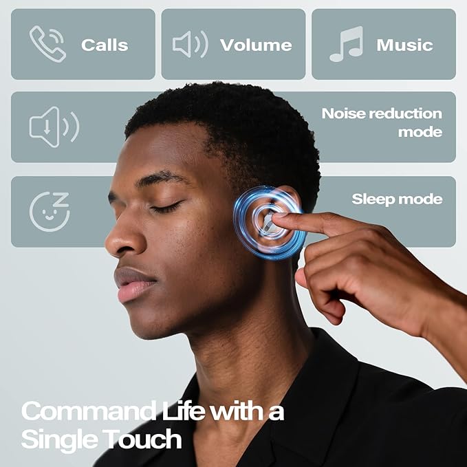 Sleep Earbuds, Mini ANC Wireless Earbuds Bluetooth 5.4 Headphones Deep Bass Stereo, 48H Playtime Ear Buds, 4 ENC Noise Cancelling Mic, In Ear IP7 Waterproof Earphones for Side Sleepers,Touch Control