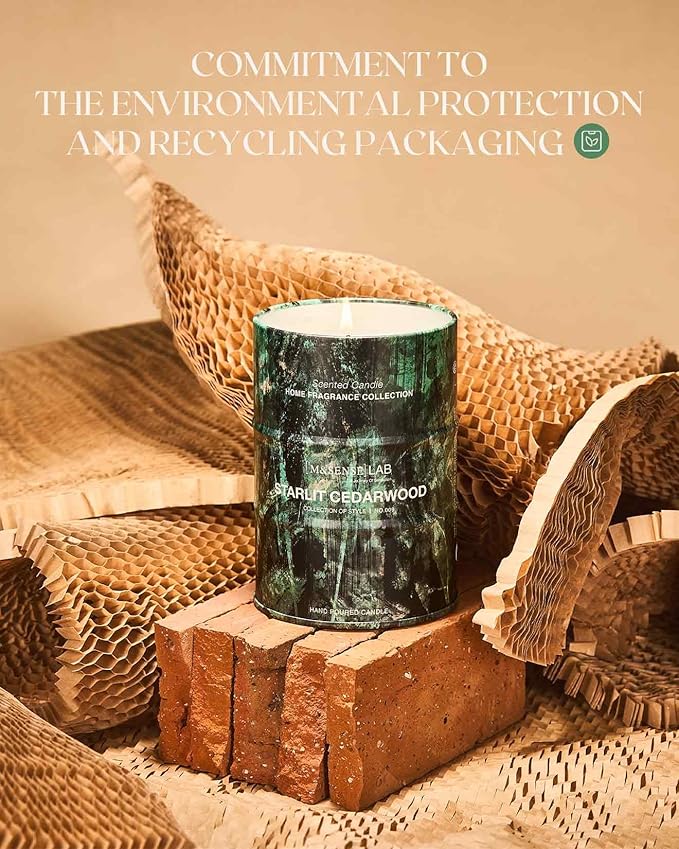 M&SENSE Star lit Cedarwood Scented Candles Natural Non Toxic, Aromatherapy Candle for Stress Relief Meditation Relaxing, Housewarming Gifts for Women Men, 11.3oz 70 Hour Long Burning