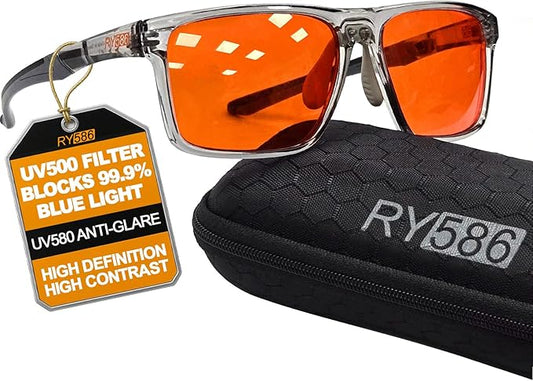 HD Premium Sleep Glasses P1AS 99.9% Blue Light Blocking Gaming Computer Screen Glasses Reduce Eyestrain & Glare High Contrast Definition UV580 nm