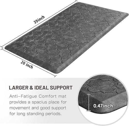 WISELIFE Kitchen Mat Cushioned Anti Fatigue Floor Mat,20"x39", Thick Non Slip Waterproof Kitchen Rugs and Mats,Heavy Duty Foam Standing Mat for Kitchen,Floor,Home,Desk,Sink, Grey