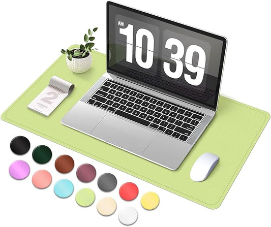 Leather & Suede Desk Pad Protector, Non-Slip Large Mouse Pad, Waterproof Desk Blotter Cover for Office & Home (Matcha Green, 23.6" x 13.7")