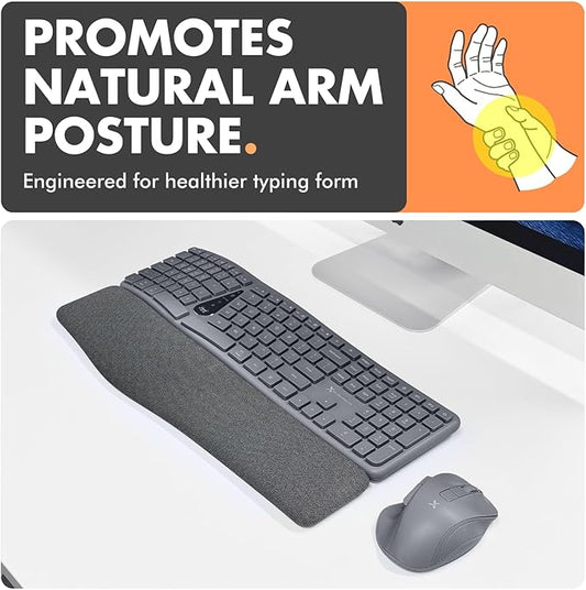 X9 Split Ergonomic Keyboard Mouse Wireless Combo - Type Comfortably Longer - 2.4G/Bluetooth Ergo Keyboard Mouse Wireless, Silent Keys, Wrist Rest, Multi-Device, Rechargeable for Laptop, PC, Mac - Gray