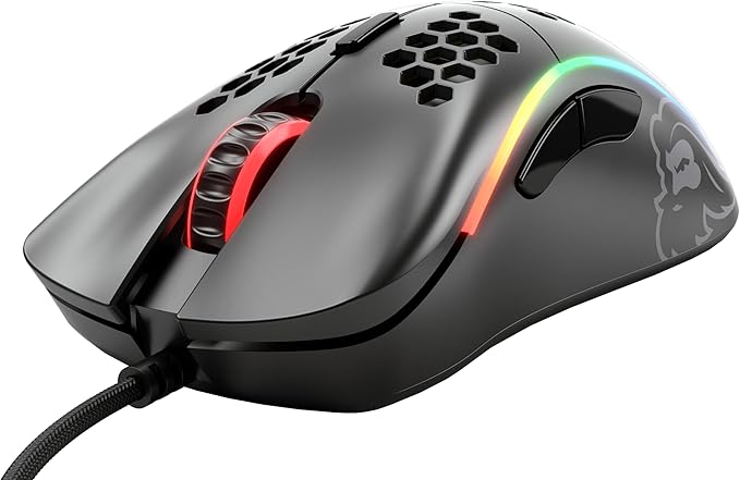 Glorious Model D Wired Gaming Mouse - 68g Superlight Honeycomb Design, RGB, Ergonomic, Pixart 3360 Sensor, Omron Switches, PTFE Feet, 6 Buttons - Matte Black