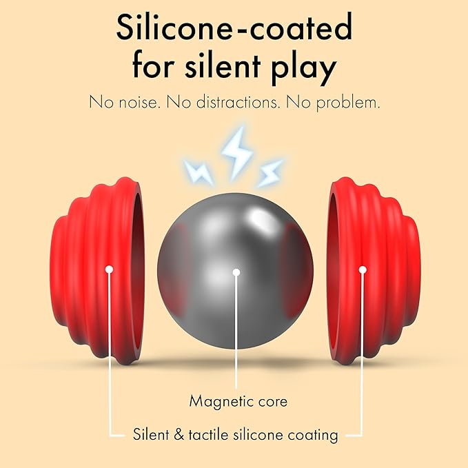 ONO Signets – Silicone Magnetic Balls with Textured Dimples, Bumps, and Waves | Fun to Play with Fidget Toy for Adults | Help Relieve Stress, Anxiety, Tension (Ruby, Set of 8)