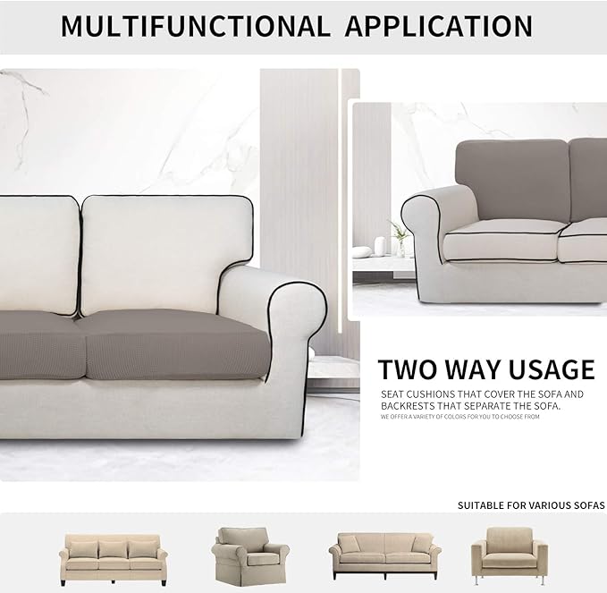 Easy-Going Stretch Chair Cushion Cover Sofa Cushion Furniture Protector Sofa Seat Sofa Slipcover Sofa Cover Soft Flexibility with Elastic Bottom(Chair Cushion, Taupe)