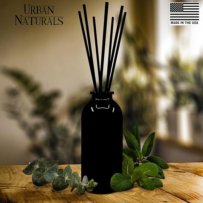 Urban Naturals Eucalyptus Sage Reed Diffuser Oil Gift Set | Eucalyptus, Sage, Mint, Lime & Cedarwood Essential Oils| Soothing & Relaxing Scent for Bathroom or Bedroom Made in The USA