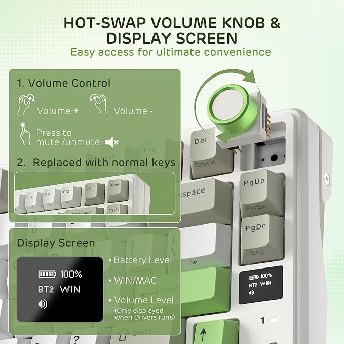 RK ROYAL KLUDGE L98 Wireless Mechanical Keyboard w/Left-Handed Southpaw Design Numpad & Hot Swappable Knob, Tri-Mode 95% Keyboard BT/2.4G/USB-C, Pro Software, Gasket Mount, Massive 8000mAh Battery