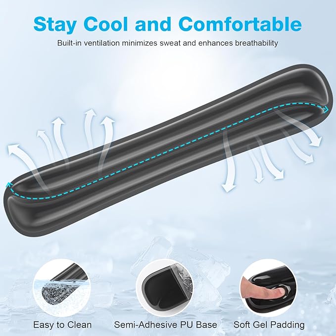Gel Mouse pad & Keyboard Wrist Rest Set, Ergonomic Keyboard and Mousepad with Wrist Support, Keyboards Wrist Rest, Computer Keyboards Pad, Cooling Gel Black