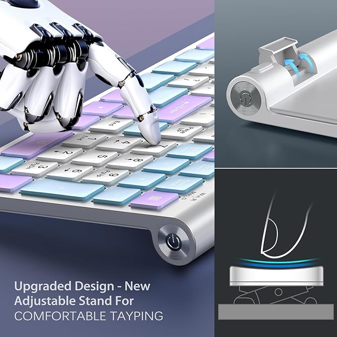 JOYACCESS Wireless Keyboard and Mouse Combo, Typewriter Ergonomic Wireless Keyboard with Number Pad and Computer Mouse for PC Laptop Desktop Computer - Purple Blue