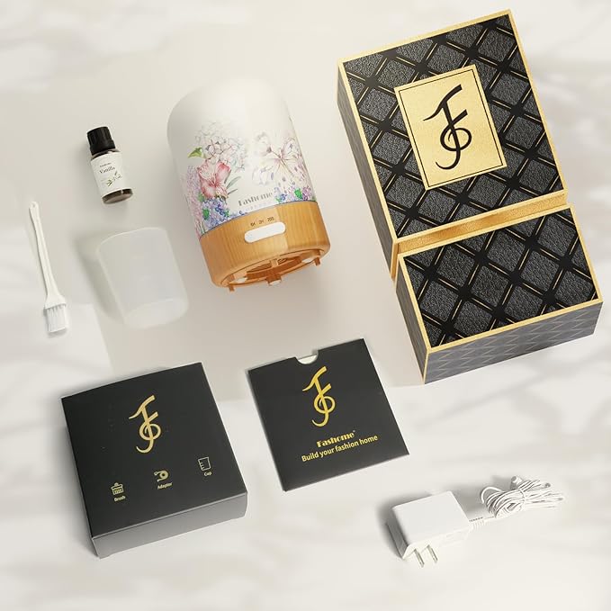 Essential Oil Diffuser with Vanilla Oil, 100ml Ultrasonic Aromatherapy Humidifier, 6 in 1 Scent Vaporizer with Timer and Auto-Off (Spring-Vanilla Oil)