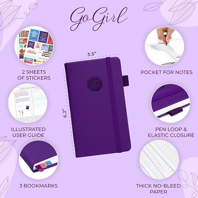 GoGirl Planner and Organizer for Women – Pocket Weekly Planner, Goals Journal & Agenda for Time Management & Productivity. Undated (Purple)