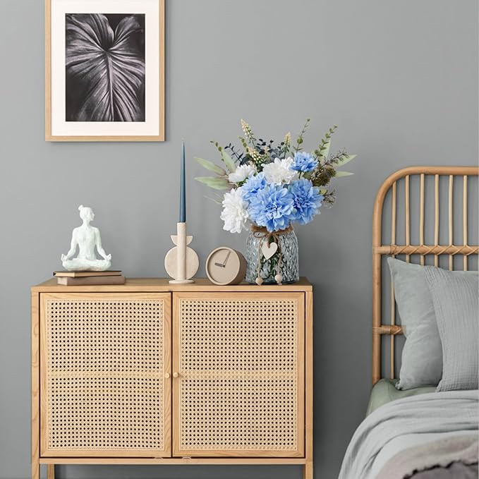 Leftover Fake Flowers in Vase,Faux Flowers in Vase,Table Centerpieces for Dining Room,Flower Centerpieces for Tables,Artificial Flowers,Kitchen Decor,Coffee Table Decor