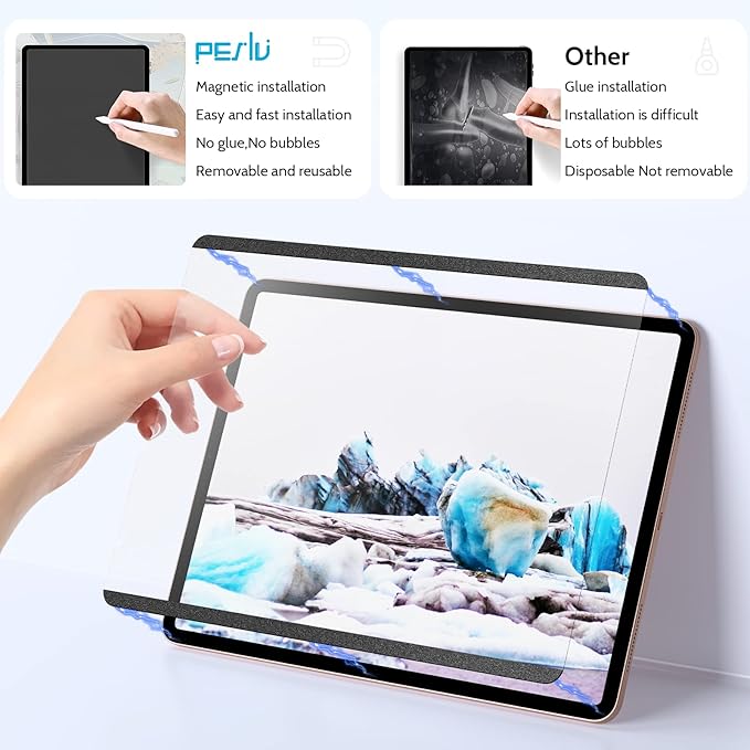 2 Pack Magnetic Screen Protector for iPad Air 5th 4th & iPad Pro 11"(2018-2022) Feel Like Writing Drawing On Paper, Removable Matte Anti Glare