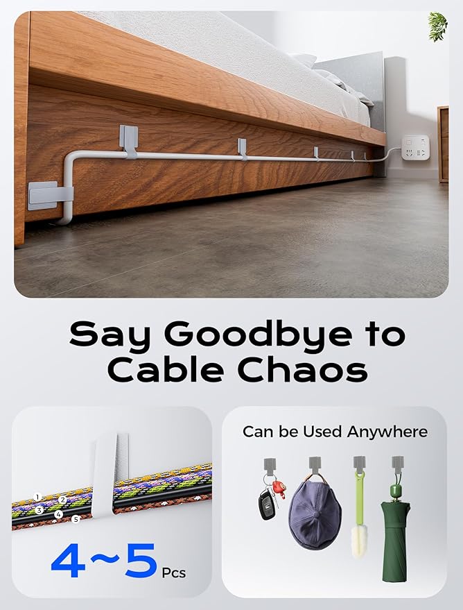 100pcs Hook and Loop Cable Ties, gliship Adhesive Wire Management, Adjustable Cable Straps Cord Wrappers Keeper Cord Holder, Sticky-Back Cord Organizer for Kitchen Appliances at Office, Home - White