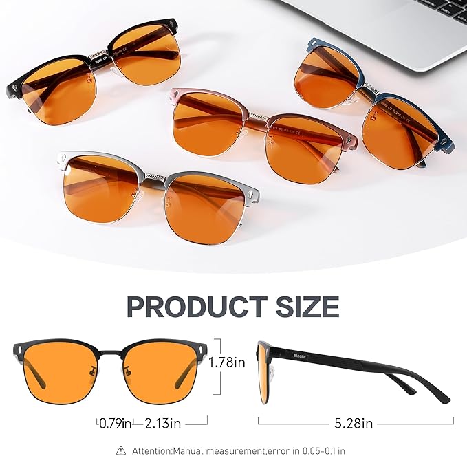 BIRCEN Blue Light Blocking Glasses: Al-Mg Metal Bluelight Computer Clear Glasses for Men Women Anti Eyestrain Office Home