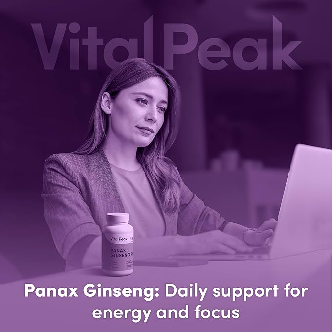Panax Ginseng Peak 500 mg - Supports Mental Clarity, Energy & Focus - Panax Ginseng Steam & Leaf Extract Supplement for Women & Men - Vegan, Gluten Free, Dairy Free, Non-GMO - 30 Capsules