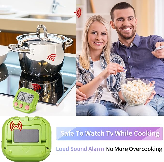 Macarrie 48 Pcs Digital Kitchen Timer Bulk Small Magnetic Backing Stand Timer Clock Loud Alarm LCD Display Electronic Minute Second Count up Countdown Alarm for Teacher Classroom Cooking Baking