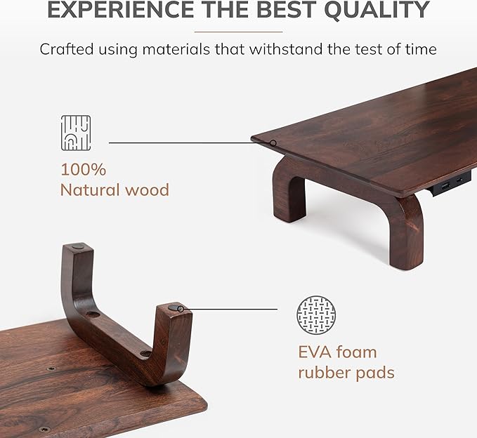 Anji Mountain Monitor Stand - Desktop Organizer & Laptop Riser, Ergonomic Monitor Riser, Space-Saving Monitor Stand for Desk, Durable Construction, Easy Assembly, Ideal for Home & Office,Walnut