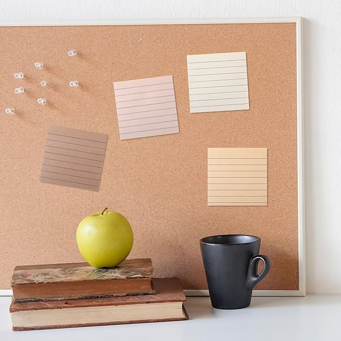 12 Pack Boho Color Lined Sticky Notes 3x3 Inch Post Ruled Stickies Super Self Stick Power Memo Pads Multi Colors Notes Pads Vintage Aesthetic School Office Supplies Accessories
