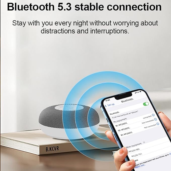 White Noise Machine，Portable Sleep Sound Machine，3 in 1 Bluetooth Sound Machine Night Light White Noise Machine with 39 Soothing Natural Sounds，Sleep Sound Timer for Adults