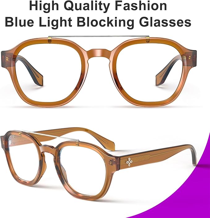 VISOONE Retro Round Anti Eyestrain Metal Medium Eyewear Blue Light Blocking Glasses for Computer Gaming Women Man SANFORD